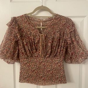 Free People Floral Top Blouse
